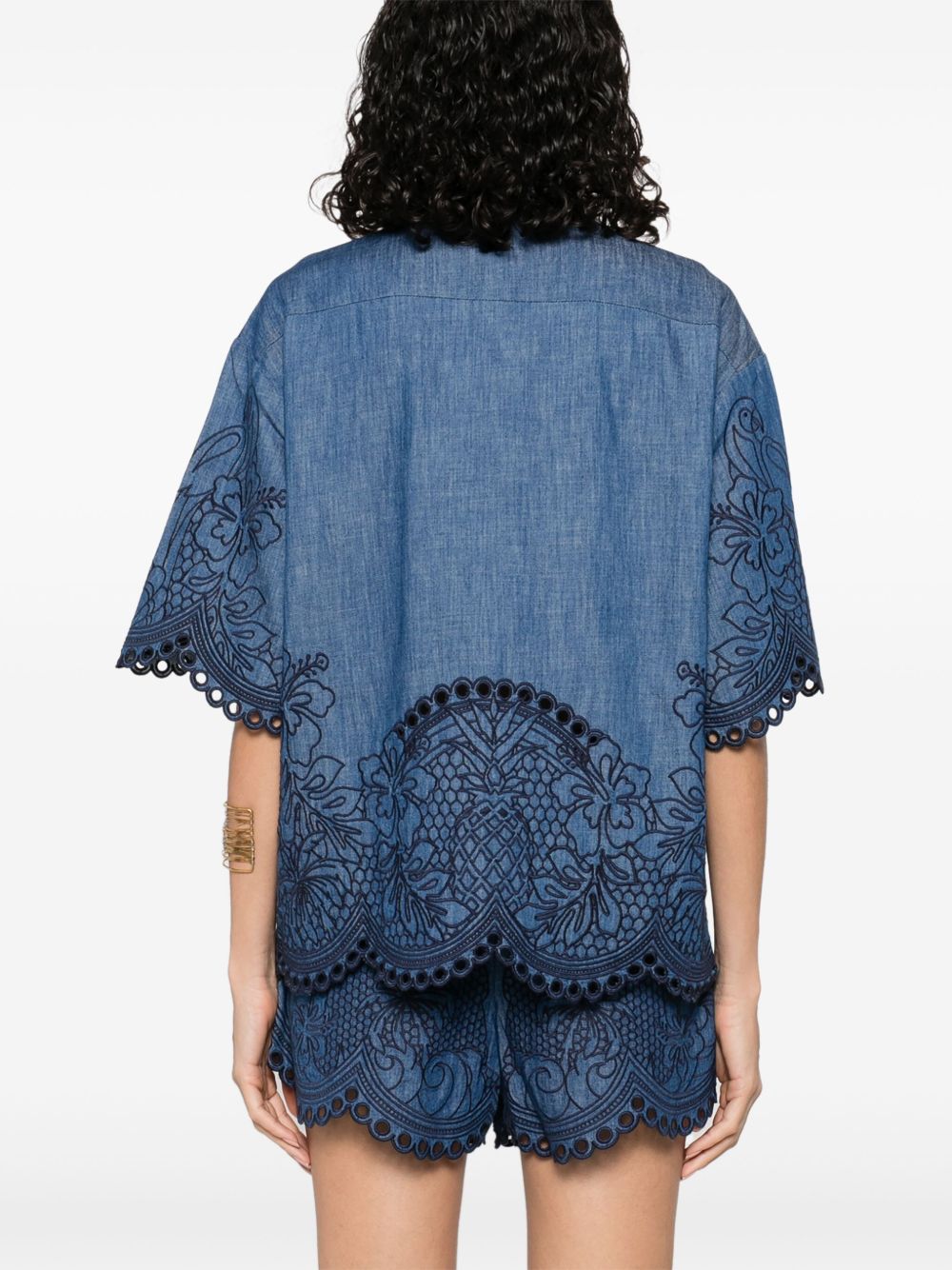 Zimmermann Coco Embroidered Denim Shirt