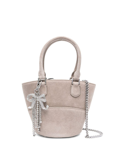 Self-Portrait Suede Charm Tote Bag