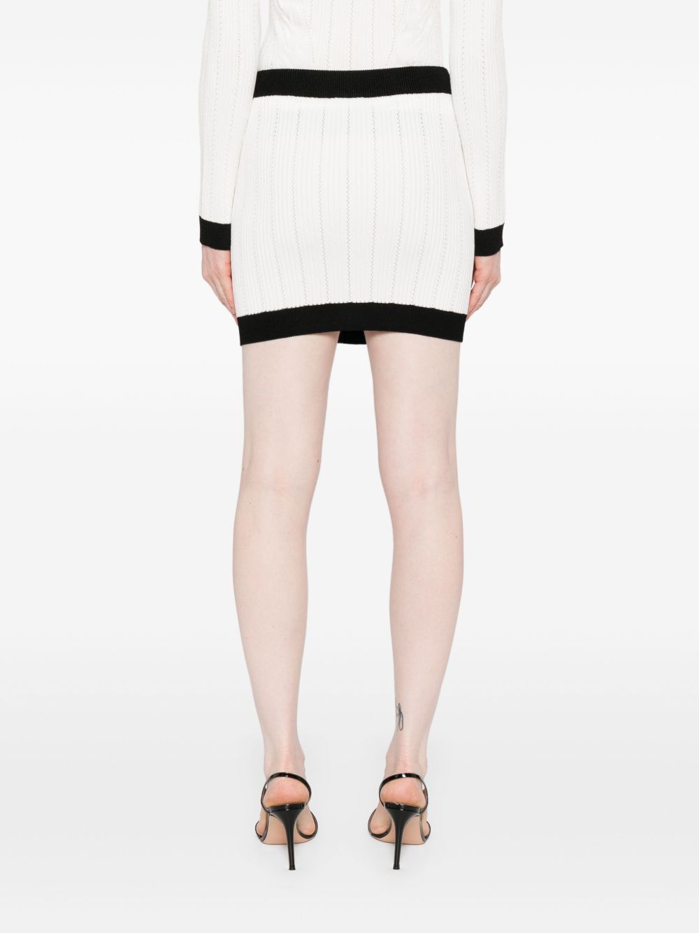 Balmain Button-embellished ribbed-knit mini skirt
