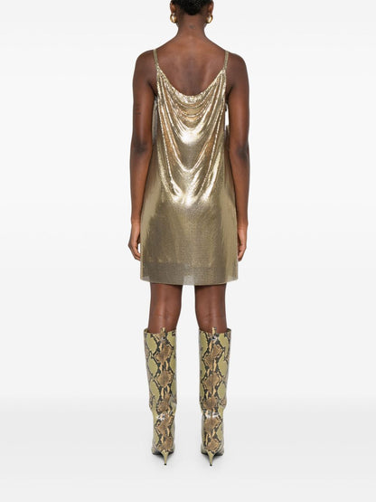 Versace Metallic mesh mini dress with slip