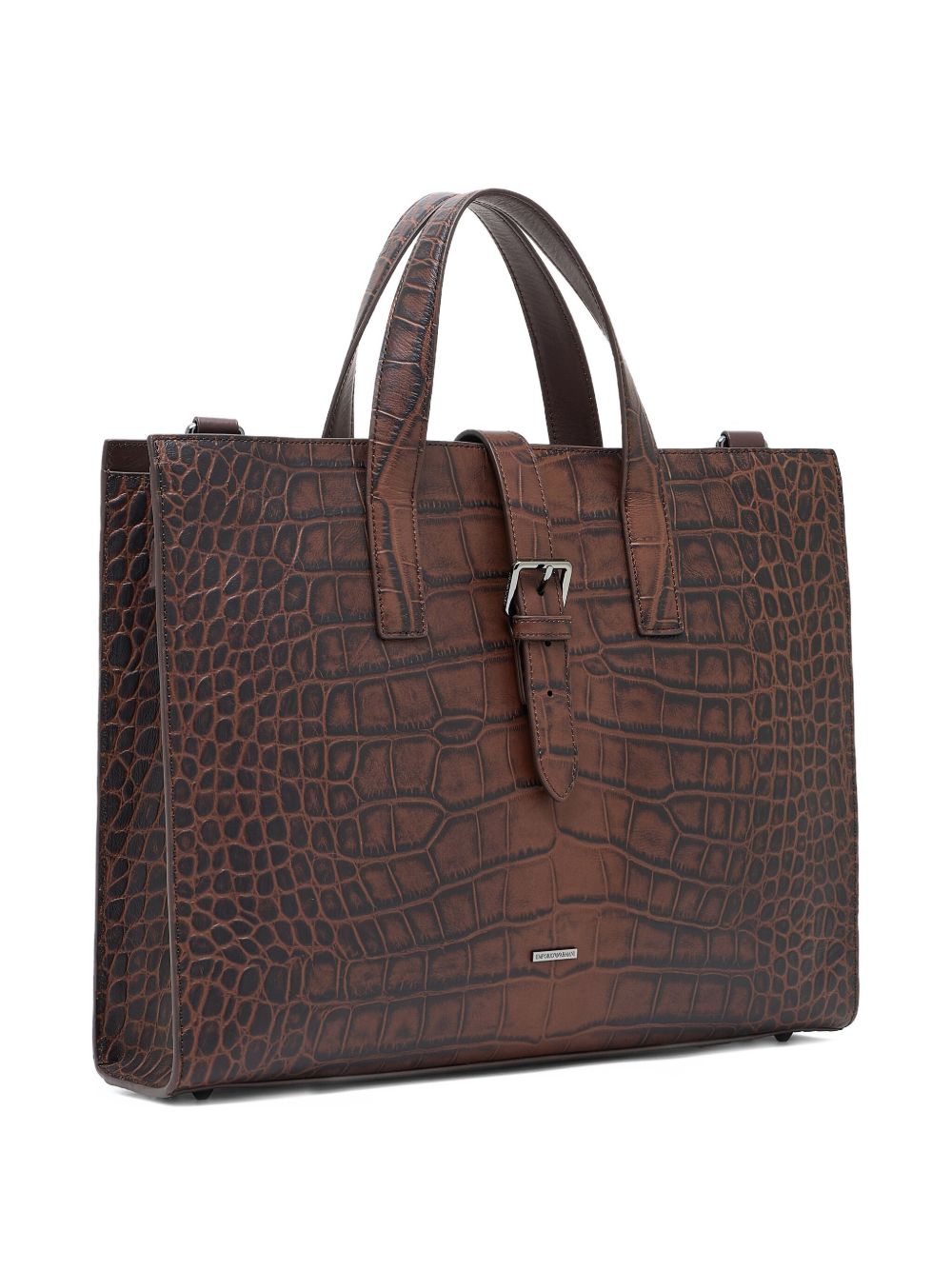 Emporio Armani Crocodile-print leather business bag