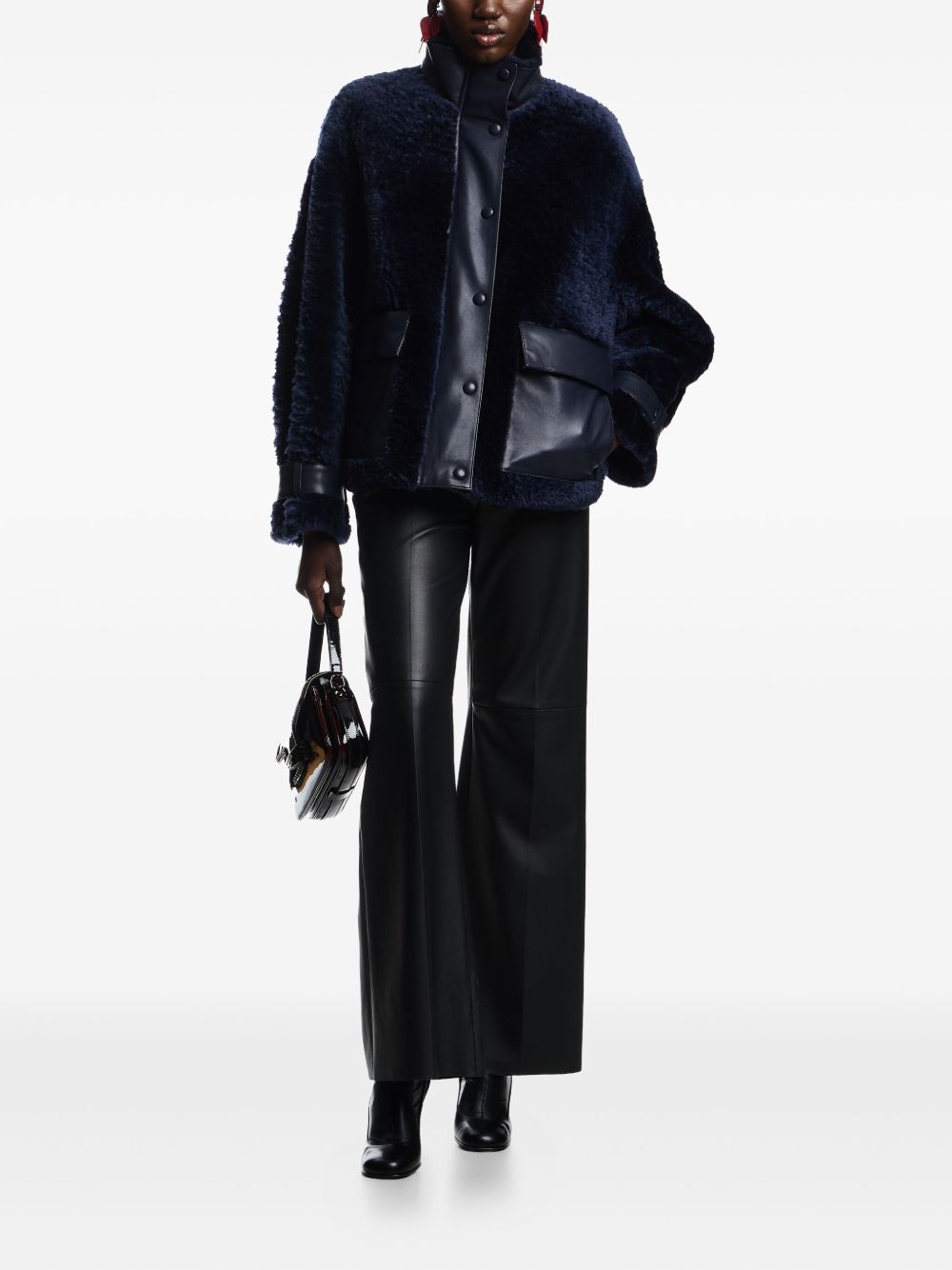 Emporio Armani Palazzo trousers in lambskin glovery