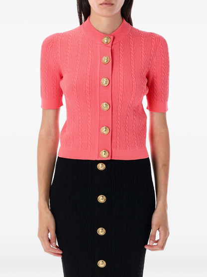Balmain Cable-knit buttoned cardigan