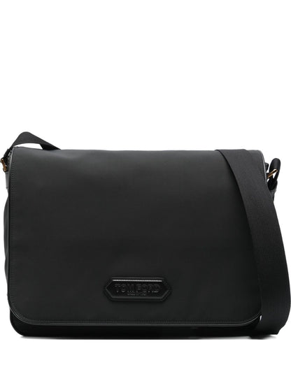 Tom Ford leather-trimmed nylon messenger bag