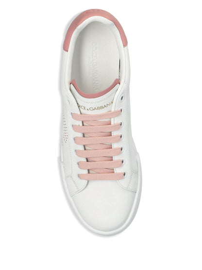 Dolce & Gabbana-Portofino Light Strobel sneakers in white and pink calf leather