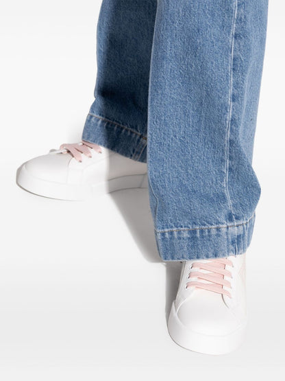 Dolce & Gabbana-Portofino Light Strobel sneakers in white and pink calf leather