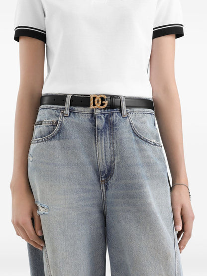 Dolce & Gabbana-leather belt with a gold-tone DG logo buckle
