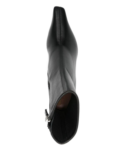 Amina Muaddi Jamie Stretch Bootie 80 Black Stretch Nappa