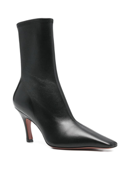 Amina Muaddi Jamie Stretch Bootie 80 Black Stretch Nappa