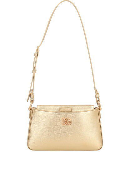 Dolce & Gabbana-Gold Laminated Calfskin phone bag