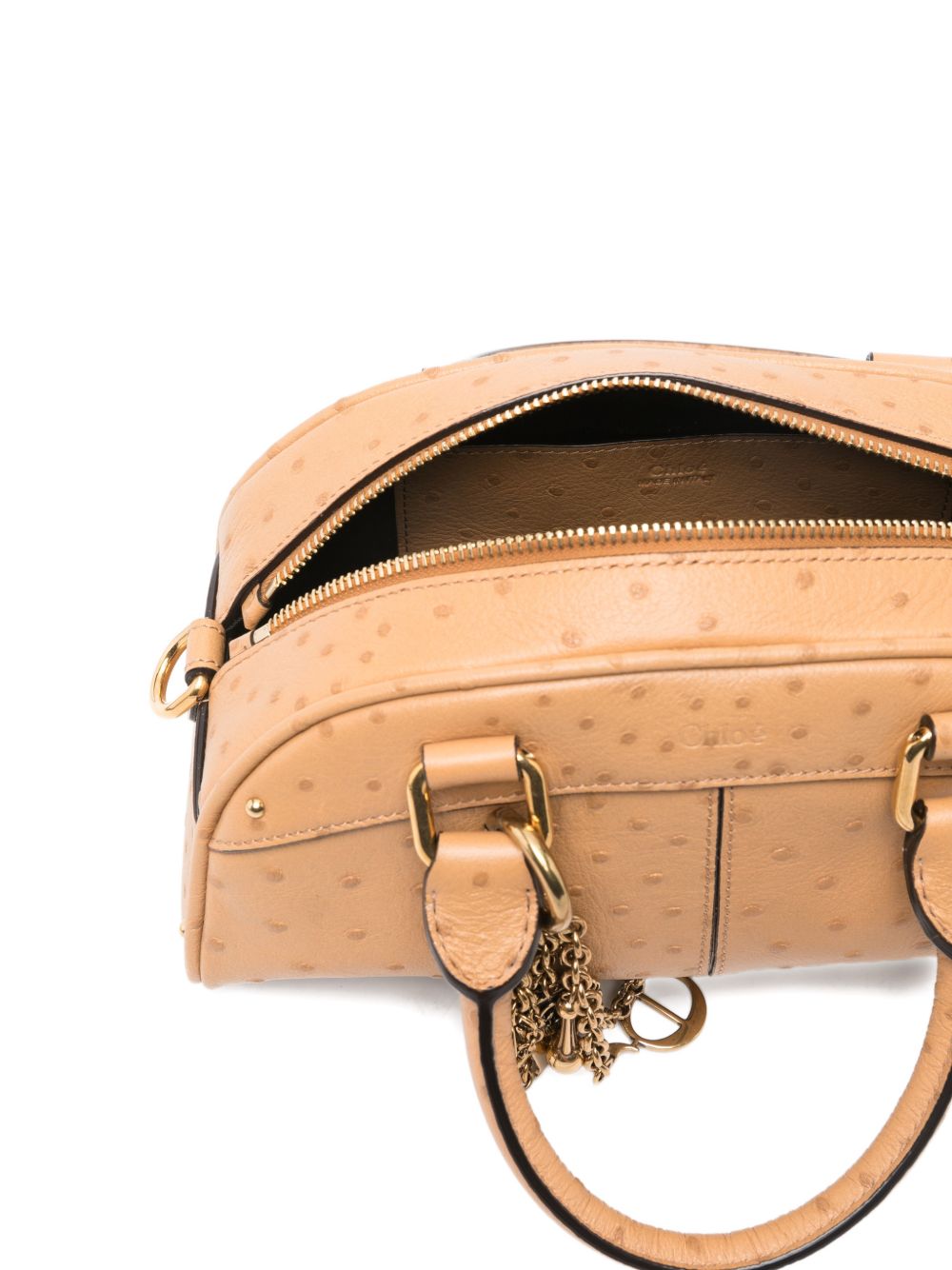 Chloé Bowling Bag In Ostrich-Effect Leather