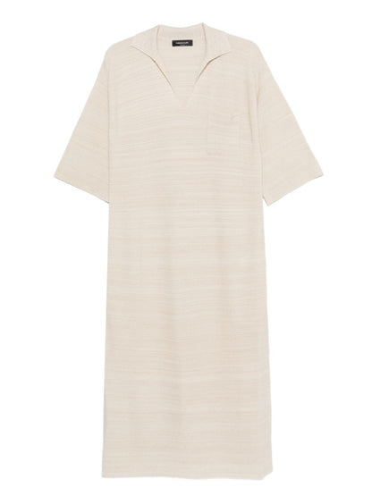 Fabiana Filippi V-neck tonal stripes collar Wool and cotton shirtdress