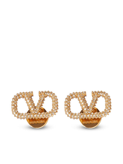 Valentino Garavani-Vlogo Signature Earrings In Metal And Swarovski® Crystals