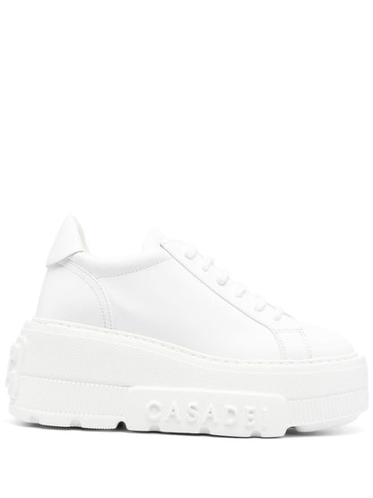 Casadei Nexus white leather platform sneakers.