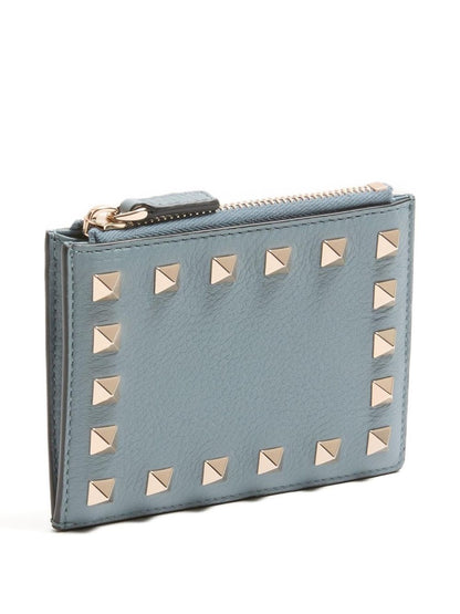 Valentino Garavani-Rockstud Grainy Calfskin Cardholder With Zip