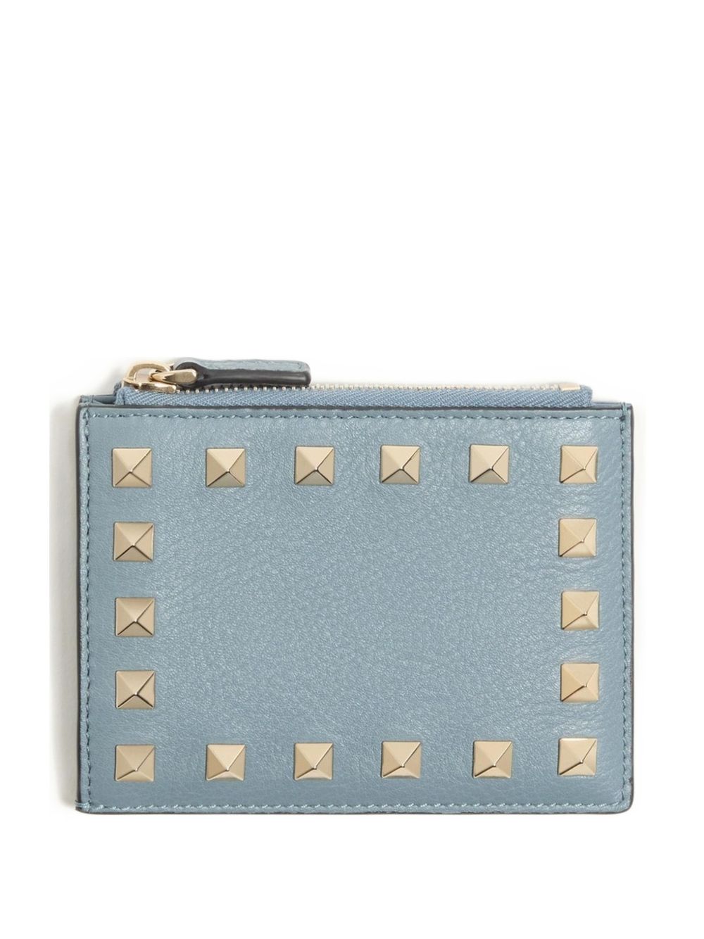 Valentino Garavani-Rockstud Grainy Calfskin Cardholder With Zip