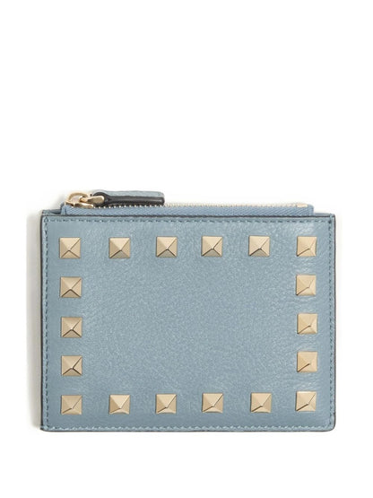 Valentino Garavani-Rockstud Grainy Calfskin Cardholder With Zip