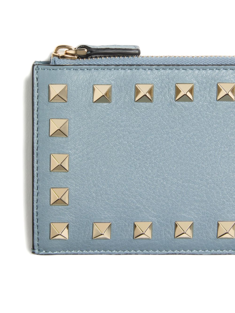 Valentino Garavani-Rockstud Grainy Calfskin Cardholder With Zip
