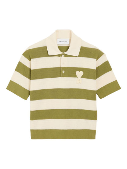 Ami Paris Ami De Coeur striped polo shirt
