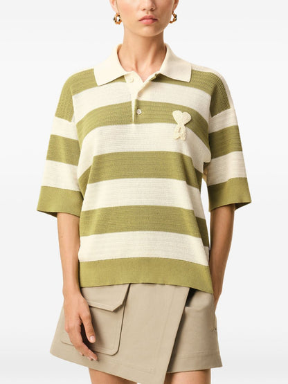 Ami Paris Ami De Coeur striped polo shirt