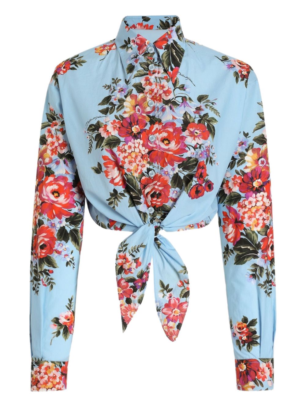 Dolce & Gabbana-Floral cropped cotton shirt