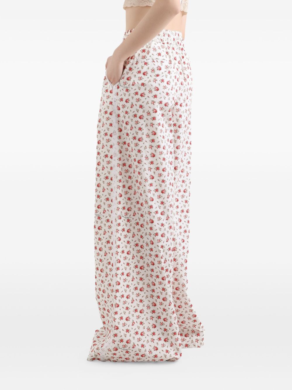 Dolce & Gabbana-Floral-print cotton-blend poplin high-rise wide-leg pants