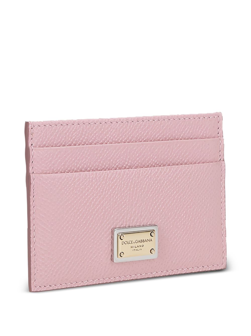 Dolce & Gabbana-Dauphine leather card holder in pastel pink