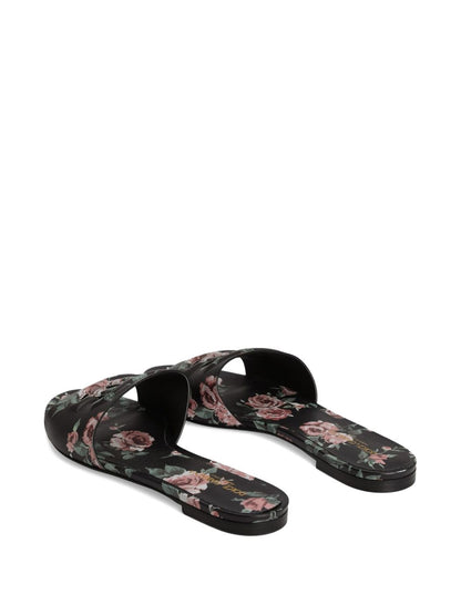 Dolce & Gabbana-DG black floral print slide sandals