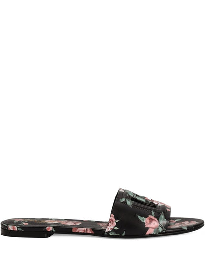 Dolce & Gabbana-DG black floral print slide sandals