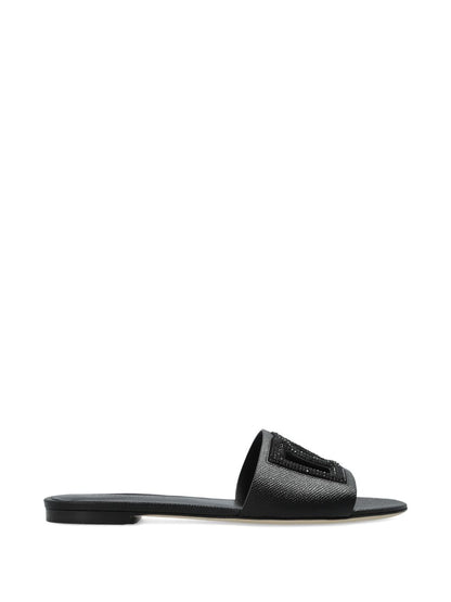 Dolce & Gabbana-DG-logo leather slides
