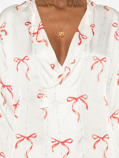 Forte Forte V-neck Printed crossed shirt
