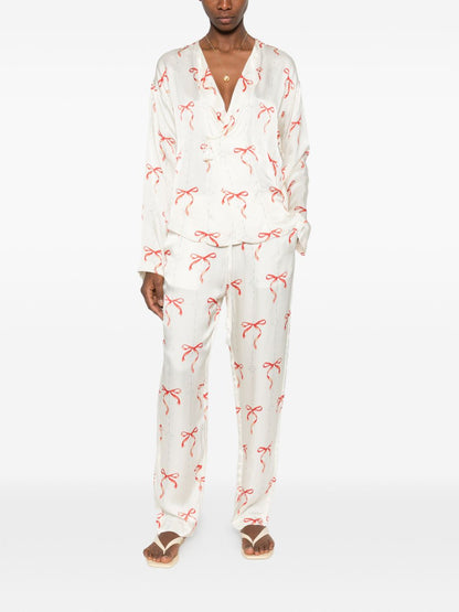 Forte Forte V-neck Printed crossed shirt