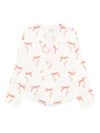 Forte Forte V-neck Printed crossed shirt