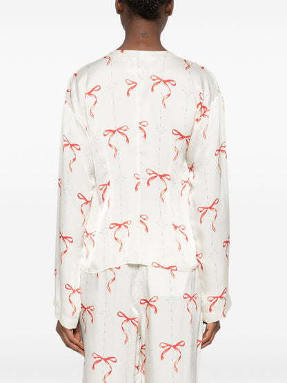 Forte Forte V-neck Printed crossed shirt
