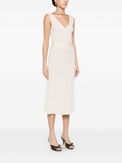 Elisabetta Franchi V-neck sleeveless A-line skirt Knitted midi dress