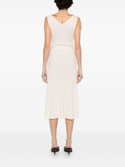 Elisabetta Franchi V-neck sleeveless A-line skirt Knitted midi dress