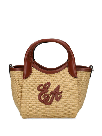 Emporio Armani Woven Straw Small Shopper Bag