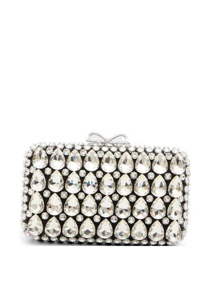 Self-portrait Black Satin Crystal Clutch Bag