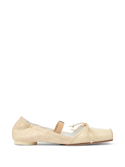 MM6 Maison Margiela Square-toe leather ballerina shoes