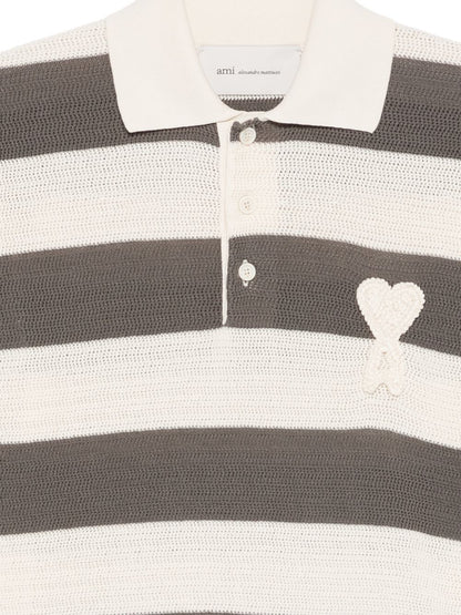 Ami Paris Ami De Coeur striped polo shirt