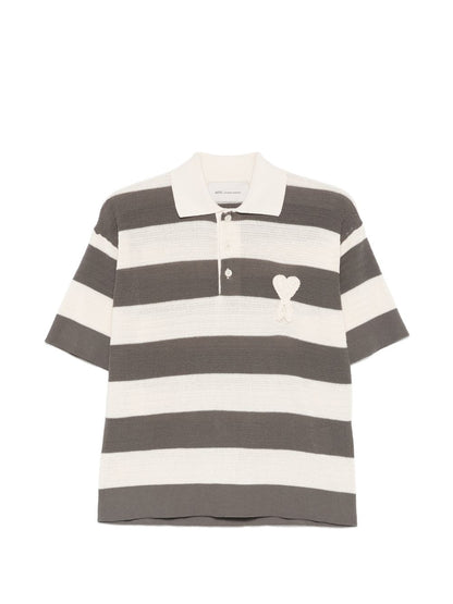 Ami Paris Ami De Coeur striped polo shirt