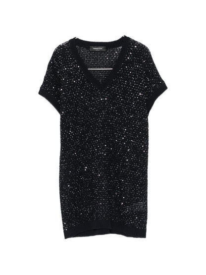 Fabiana Filippi V-neck short sleeves Embellished v-necked top