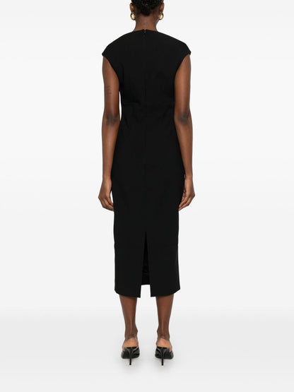 Solace London V-neck zip fastening Monica midi dress