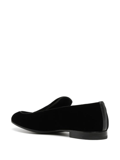 Giorgio Armani Embroidered logo velvet loafers