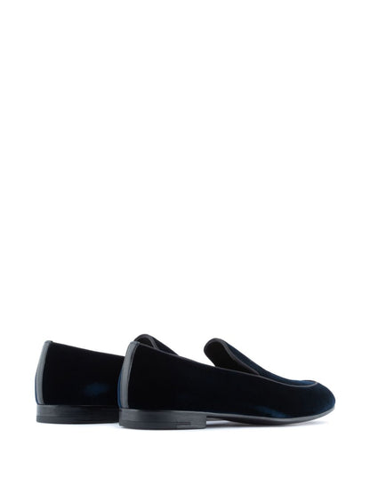 Giorgio Armani Embroidered logo velvet loafers