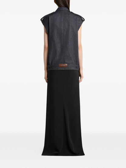 Courreges Denim sleeveless bomber jacket