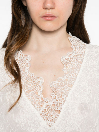 Ermanno Scervino V-neck short sleeves scalloped edge Long kaftan