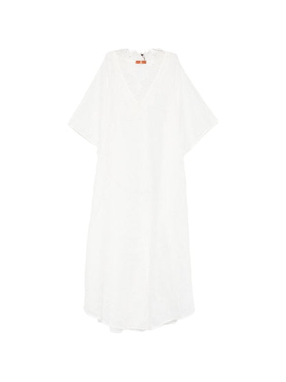 Ermanno Scervino V-neck short sleeves scalloped edge Long kaftan