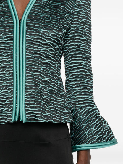 Emporio Armani Wave Pattern Zip-Front Jacket