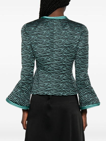 Emporio Armani Wave Pattern Zip-Front Jacket
